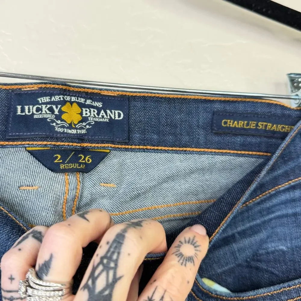 Lucky Brand NWOT Sandstorm Southside Charlie Straight Lower Mid-Rise Denim Jeans - Picture 7 of 8